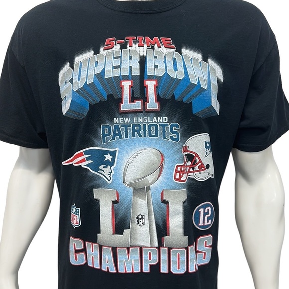 New England Patriots NFL Super Bowl 51 SB LI 5-Time Champions Graphic T-Shirt XL - Picture 5 of 7